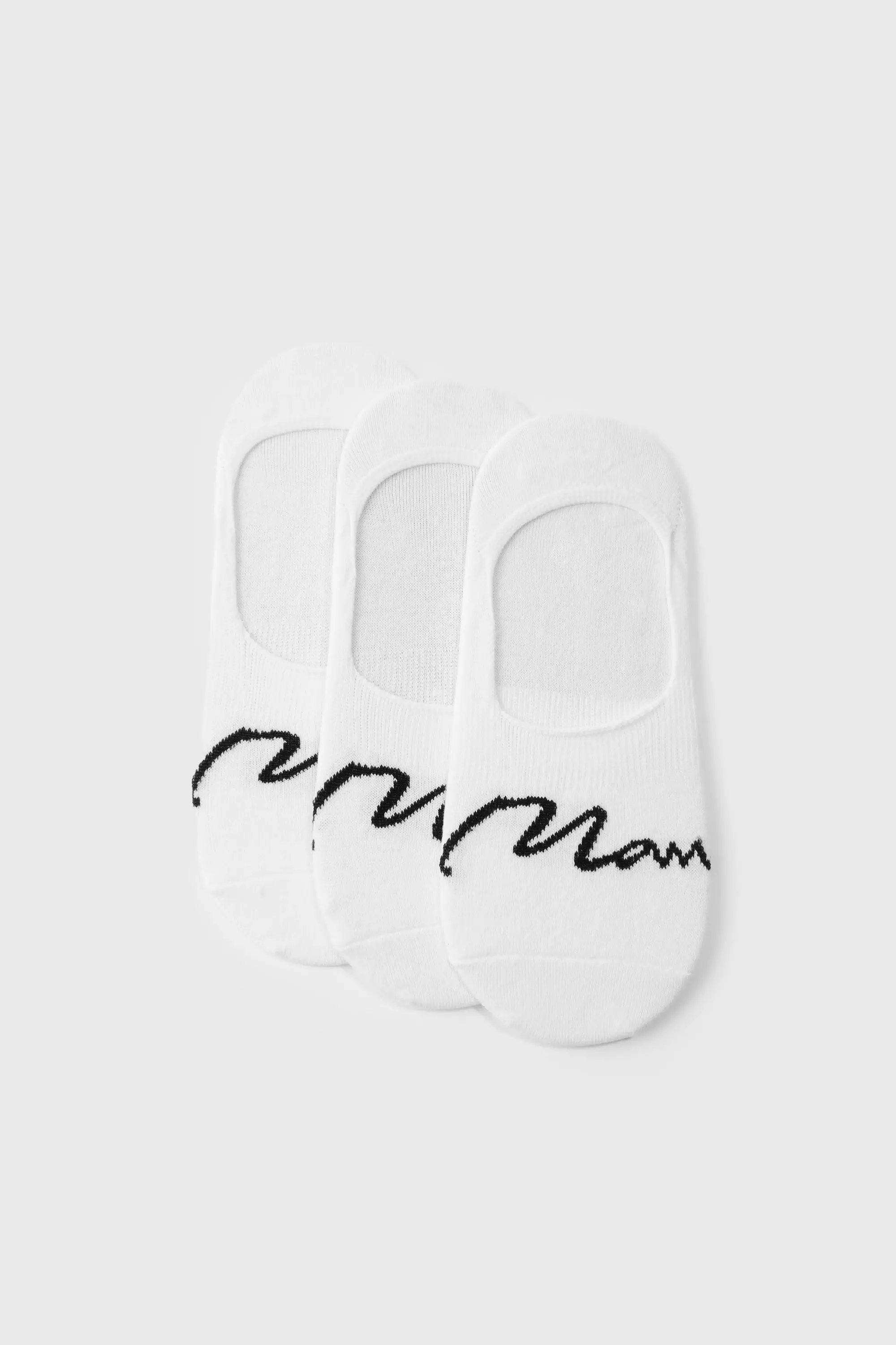 White 3 Pack Man Signature Invisible Socks alternative image
