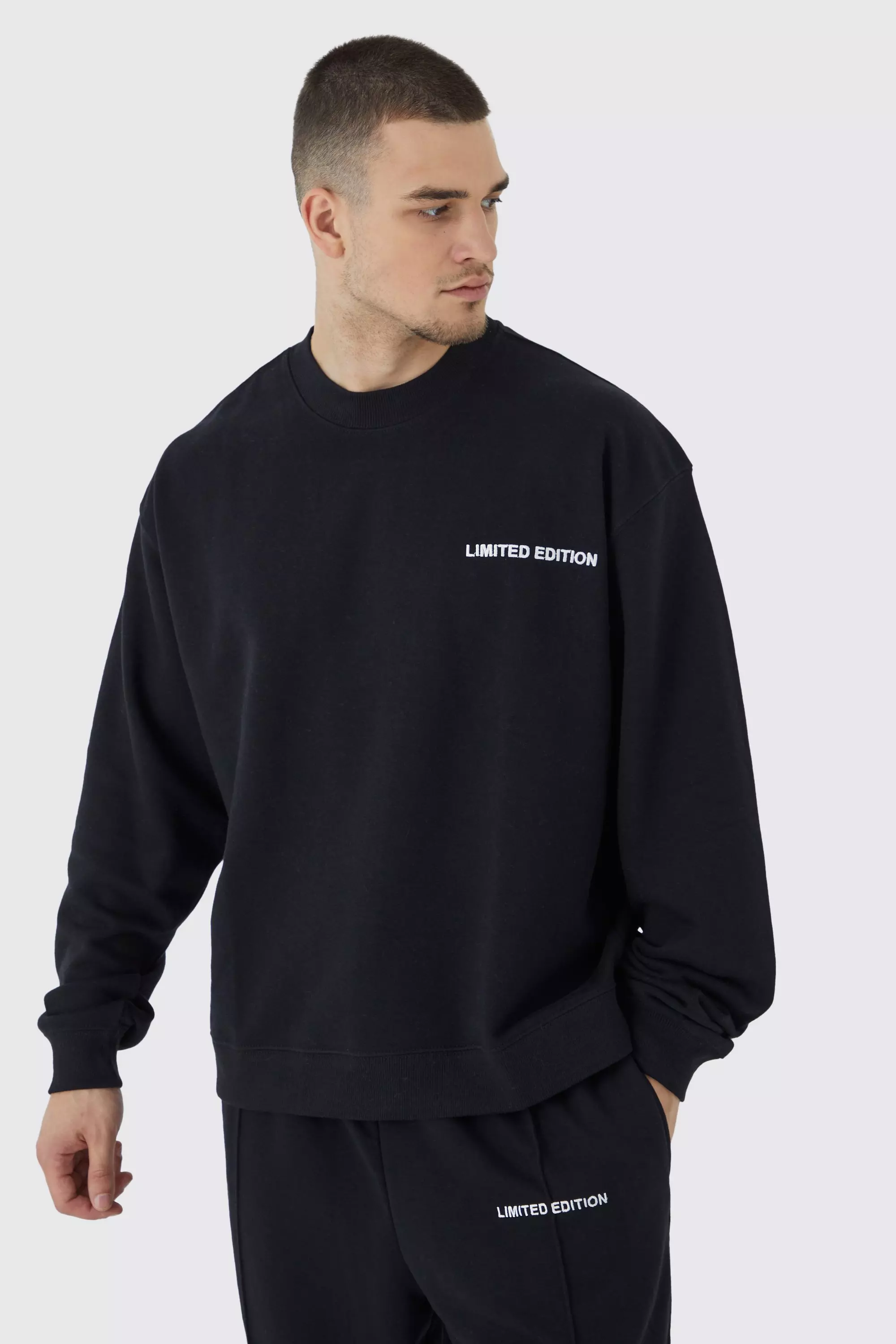 Black Tall Oversized Boxy Heavyweight Sweatshirt