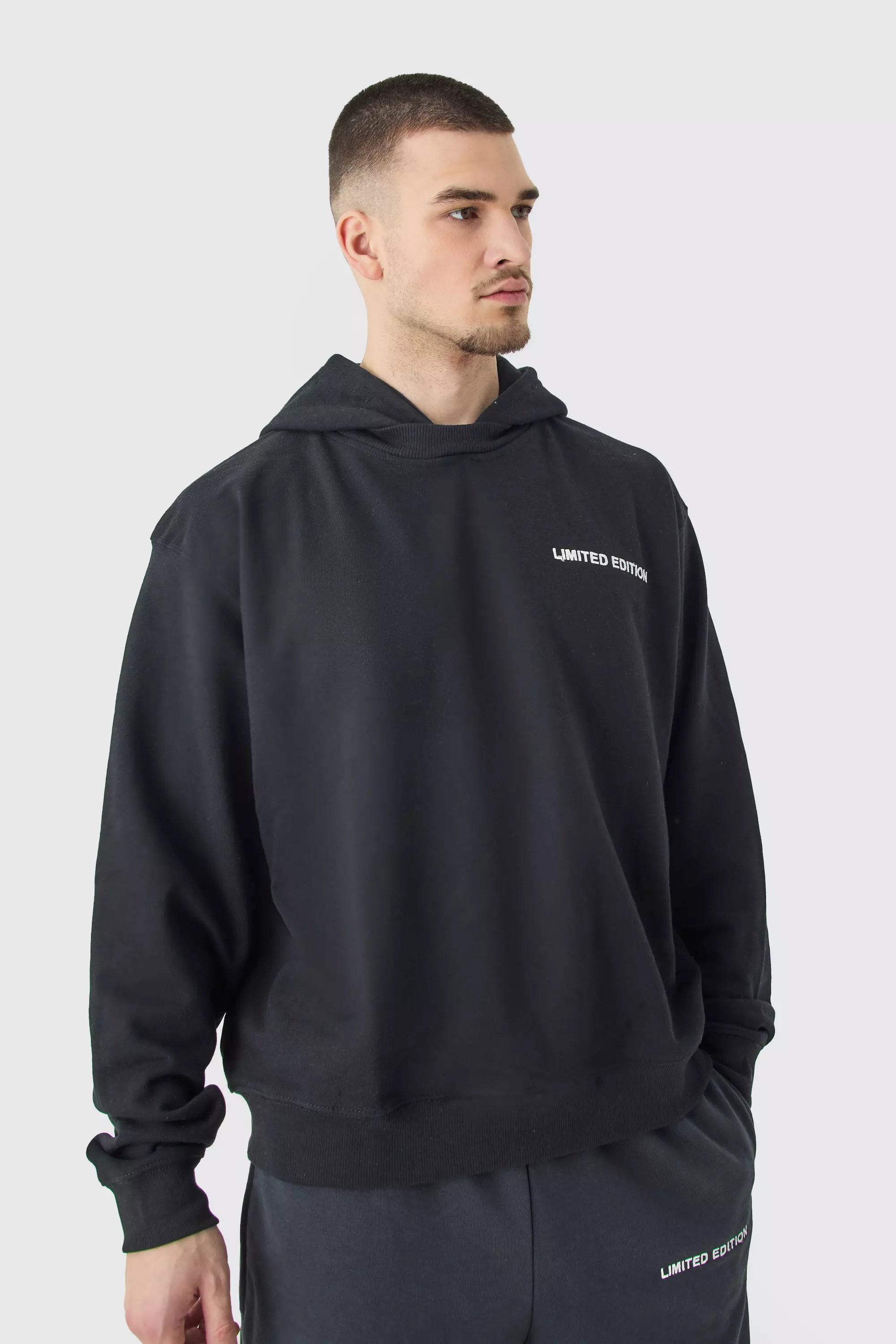 Black Tall Oversized Heavyweight Hooded Sweatshirt