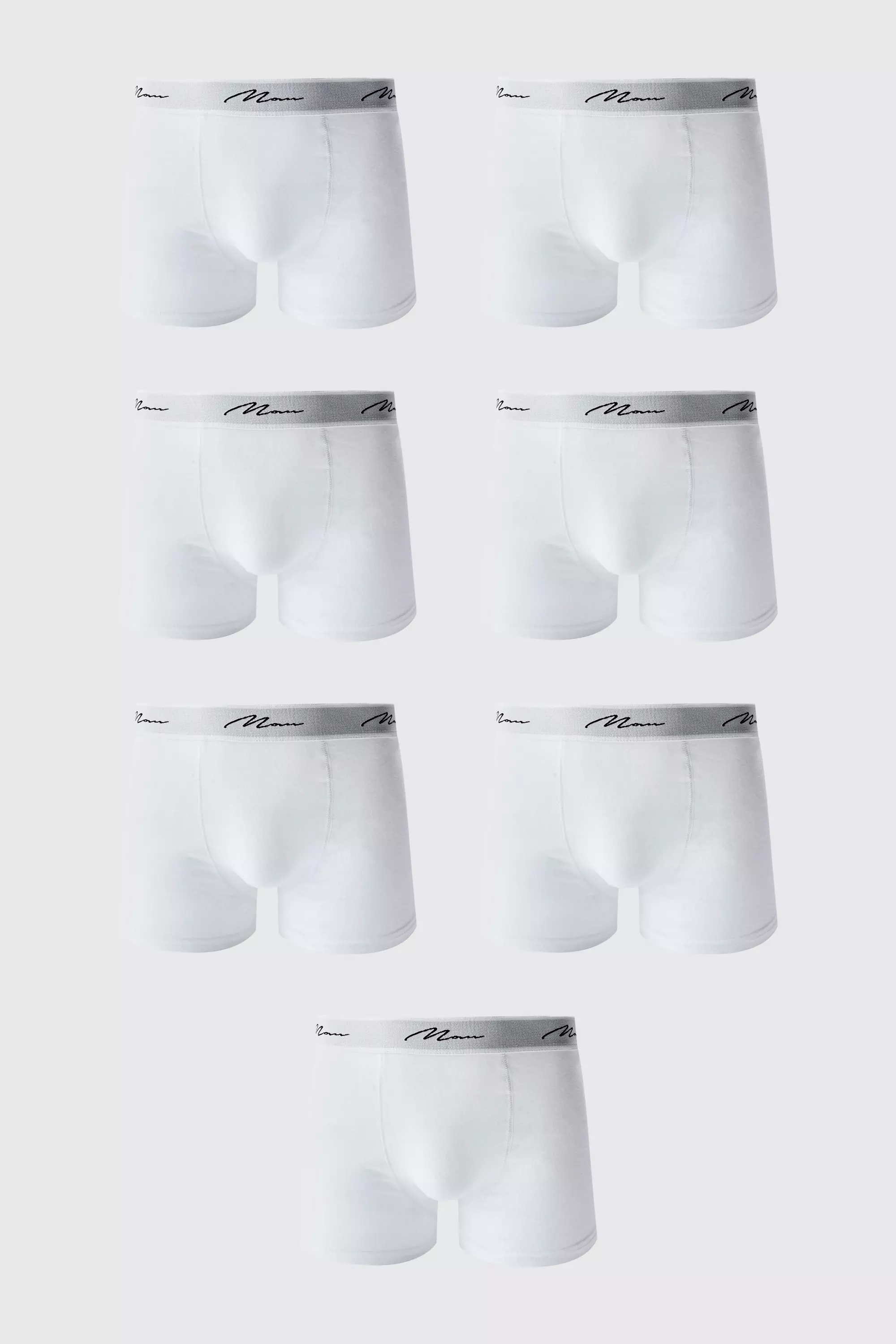 7 Pack Man Signature Trunks White