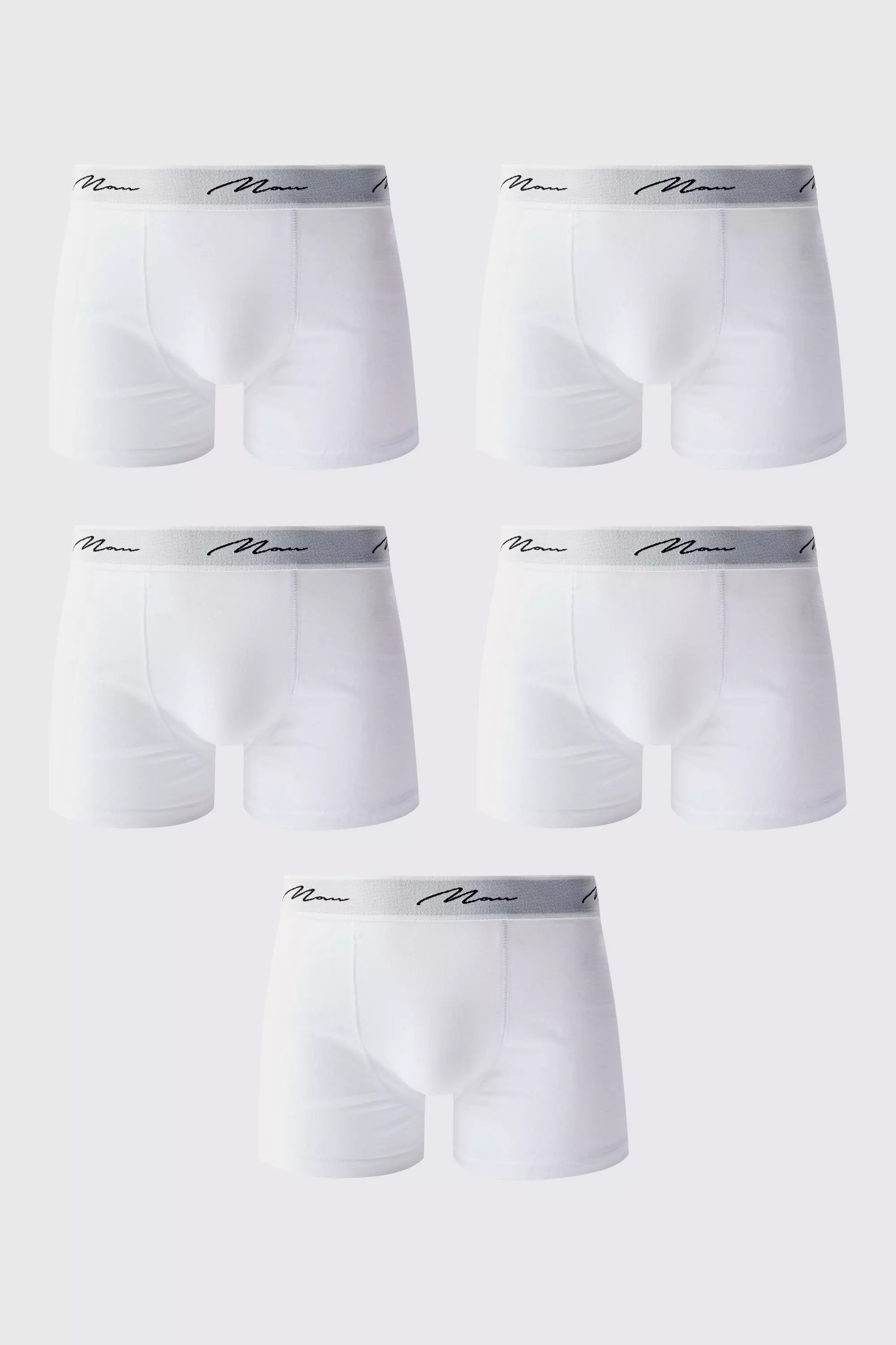 5 Pack Man Signature Trunks White