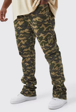 Plus Skinny Stacked Flare Gusset Camo Cargo Pants Sand