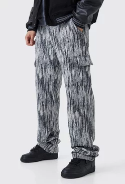 Black Tall Relaxed Fit Tapestry Cargo Pants