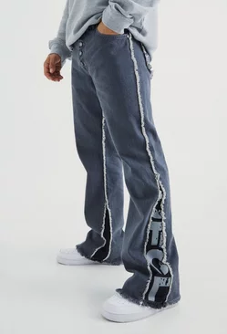 Grey Relaxed Rigid Flare Offcl Panel Jeans