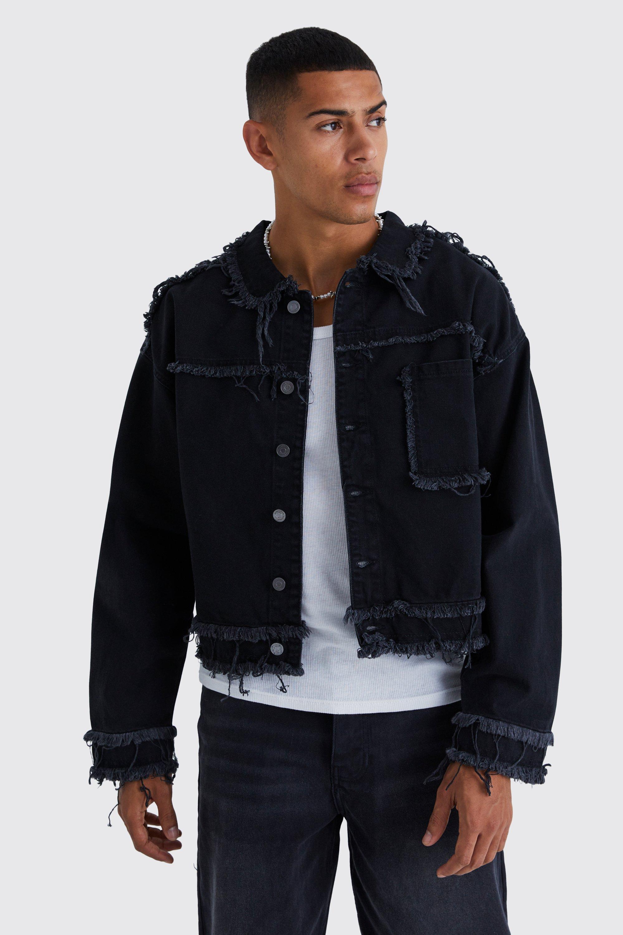 Regular Fit Spliced Jacquard And Denim Jacket