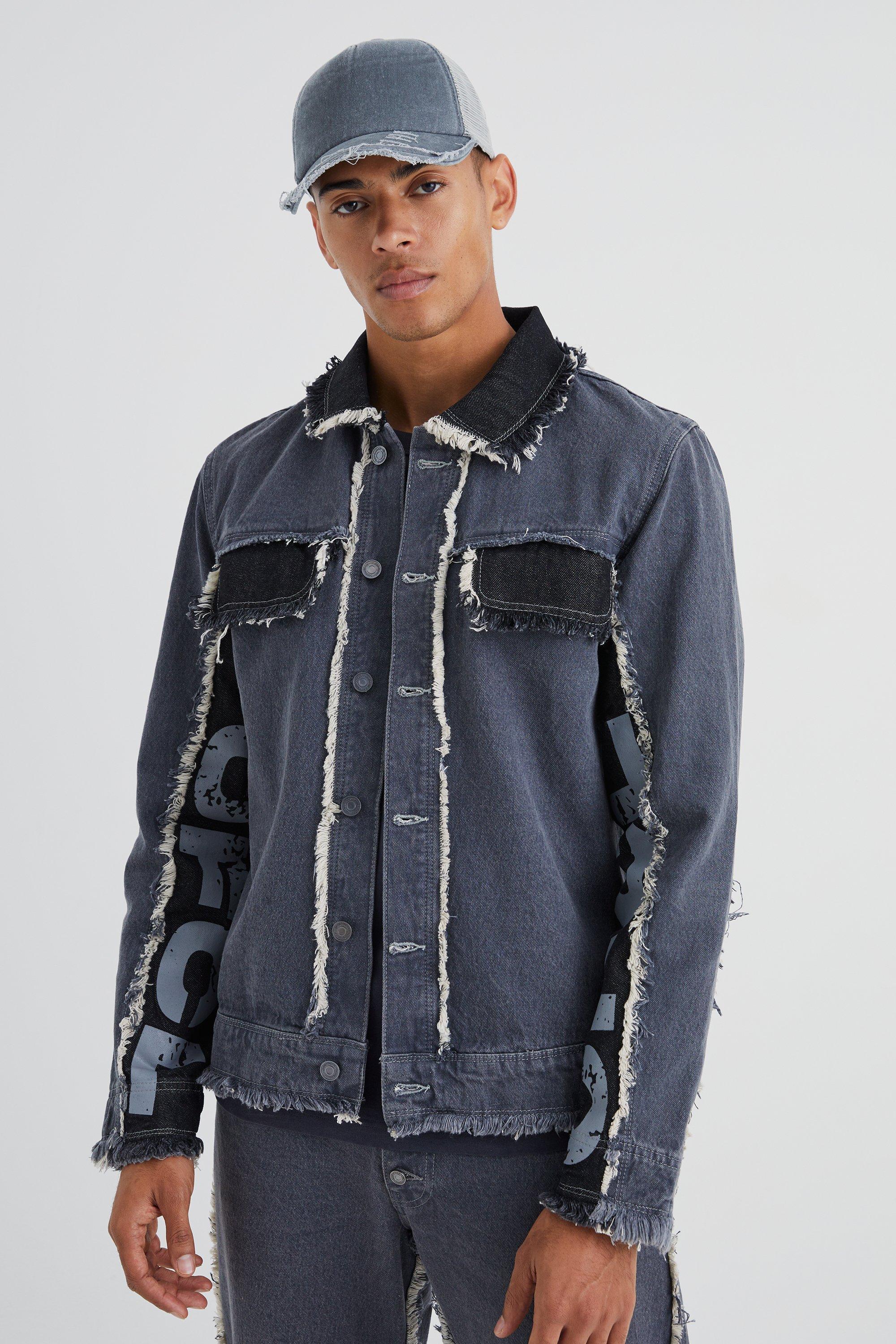 Mid grey Offcl Contrast Panel Denim Jacket