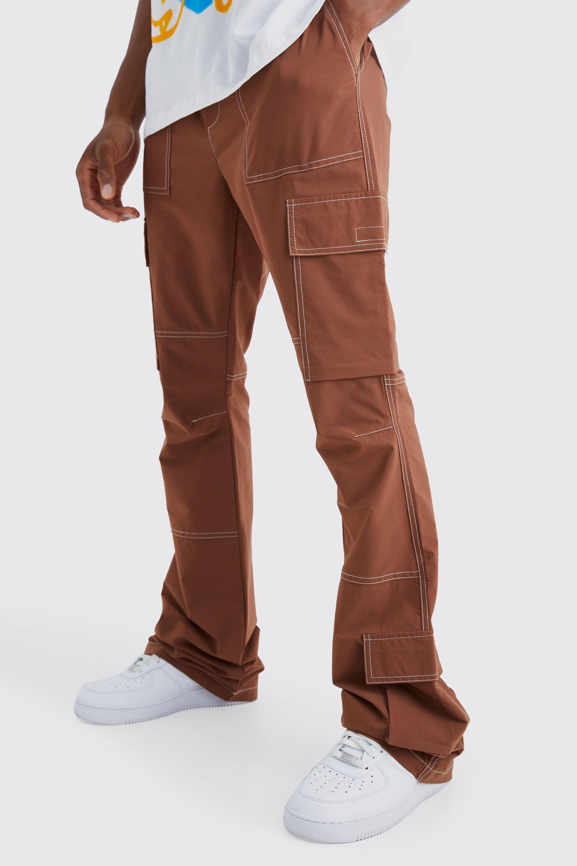 Slim Fit Brown Cargo Trousers For Men -- Madmext