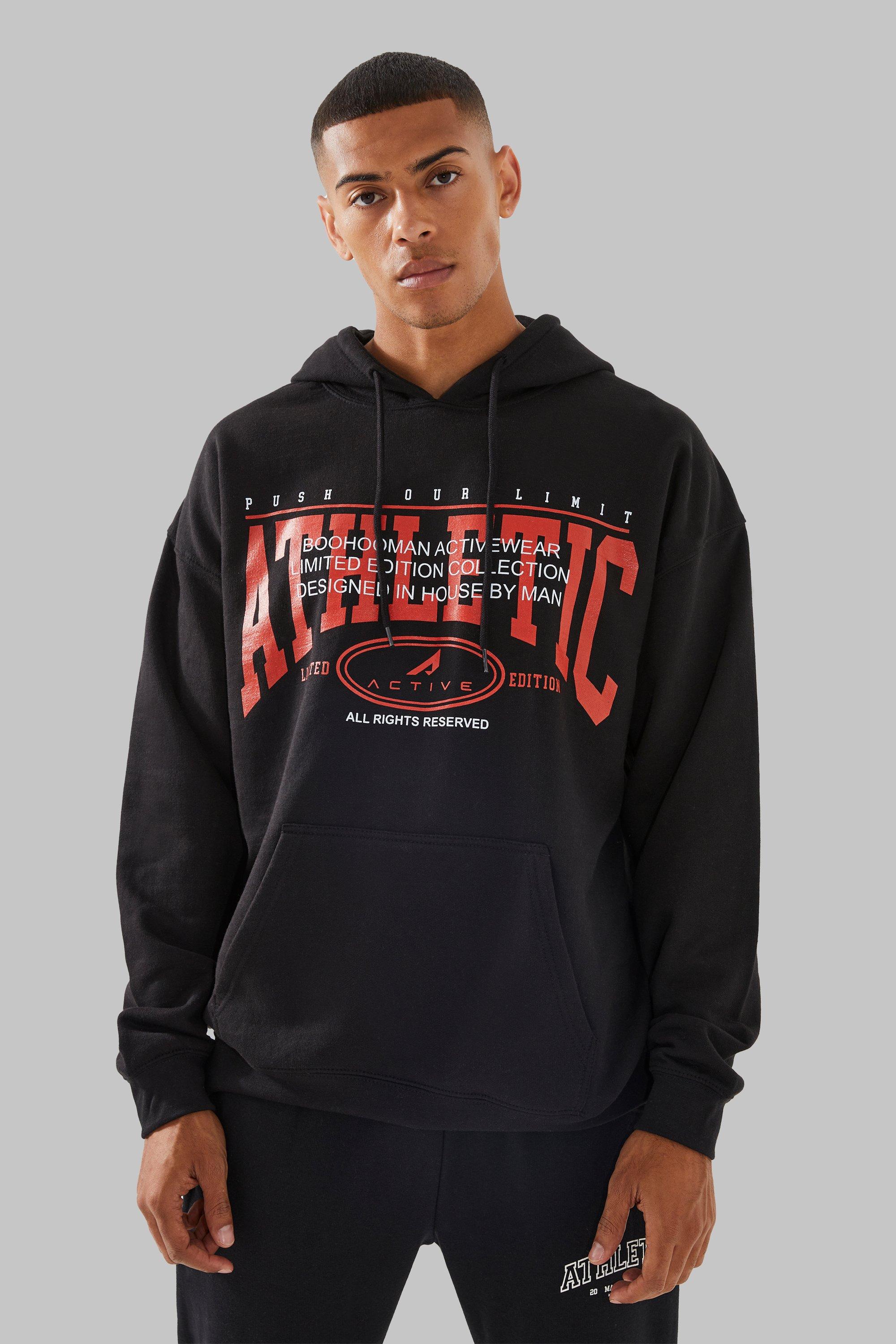 Man Active Overized Athletic Print Hoodie boohooMAN USA