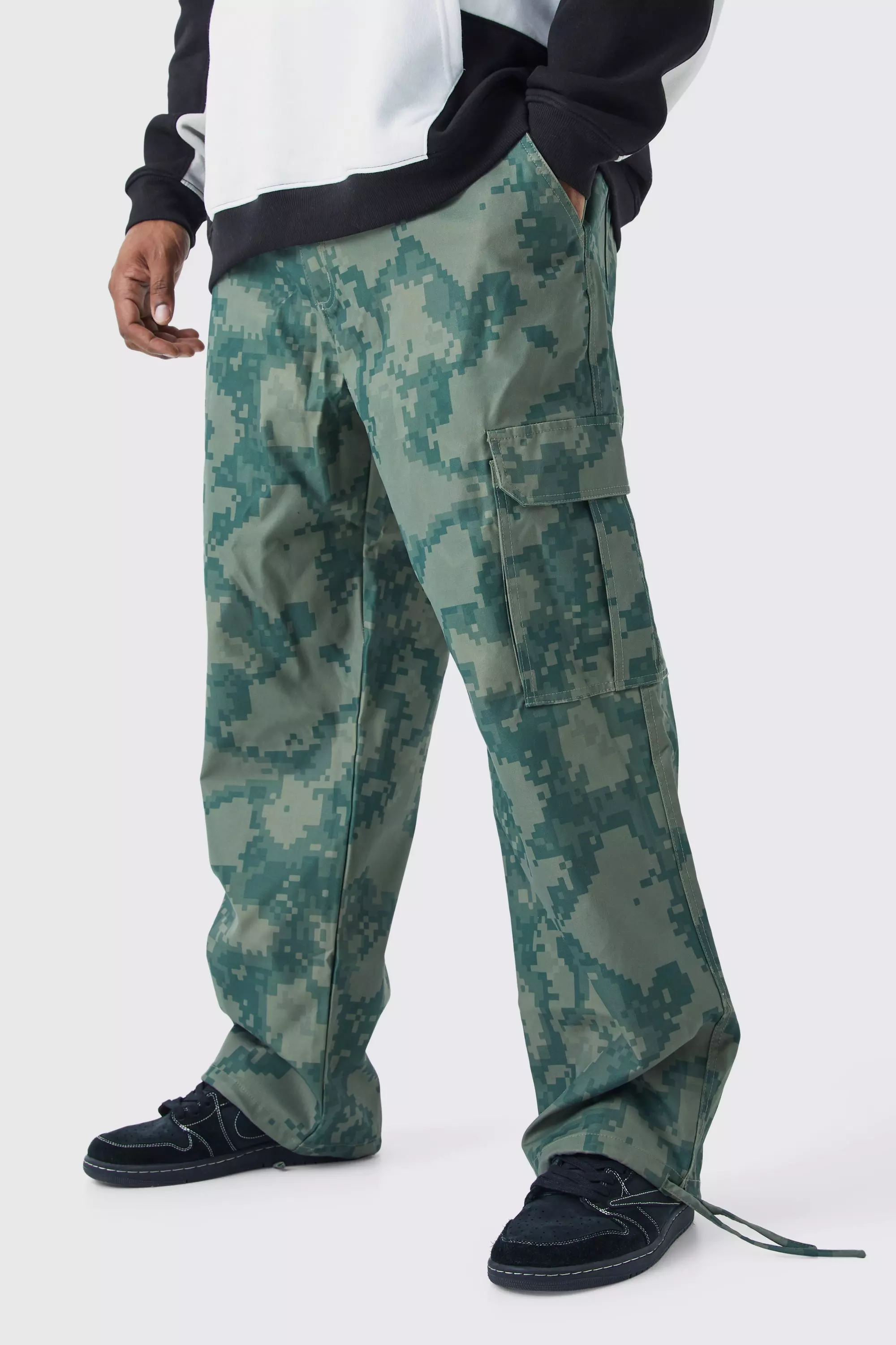 Plus lockere Camouflage Cargo-Hose, Khaki alternatives Bild