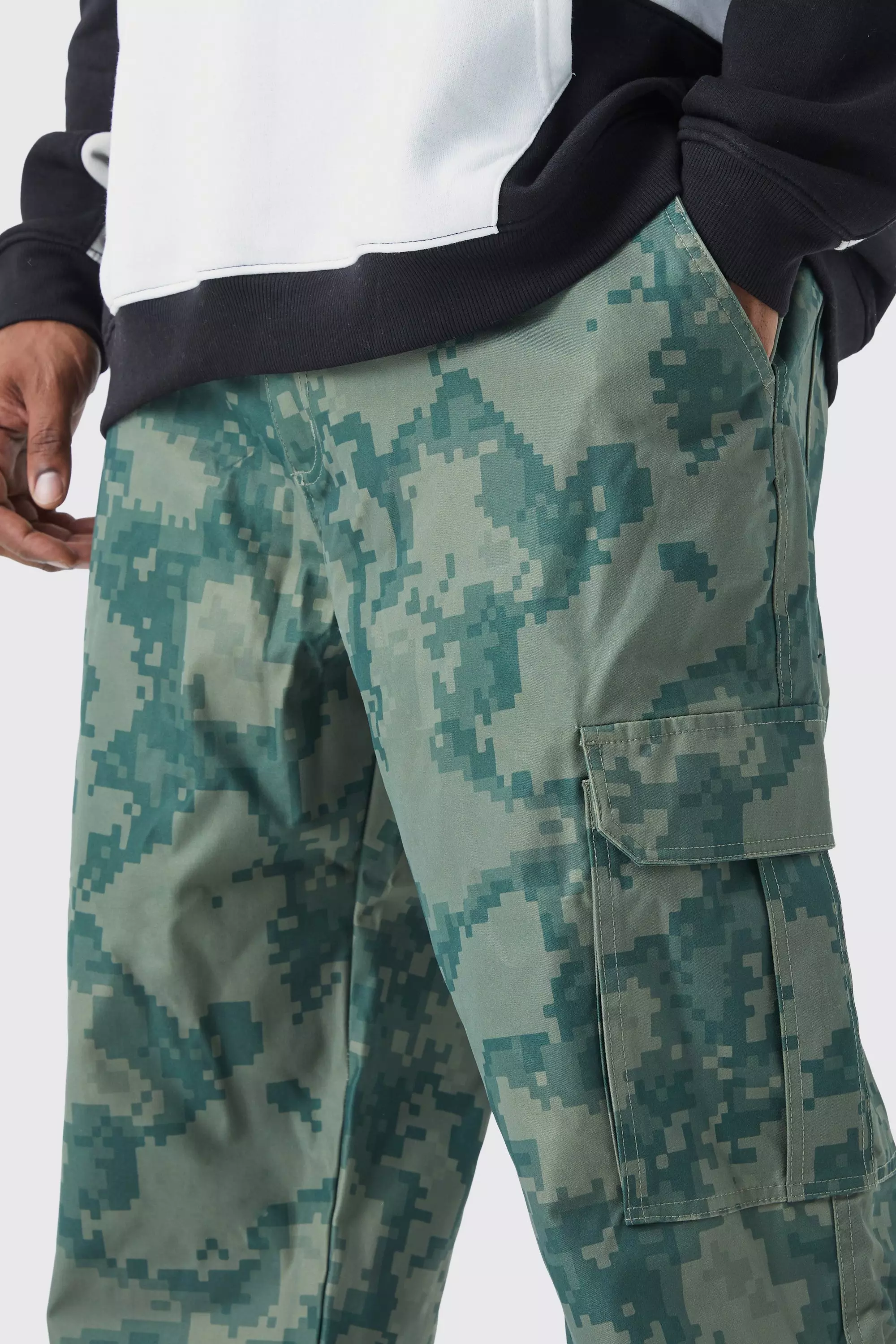 Plus lockere Camouflage Cargo-Hose, Khaki alternatives Bild