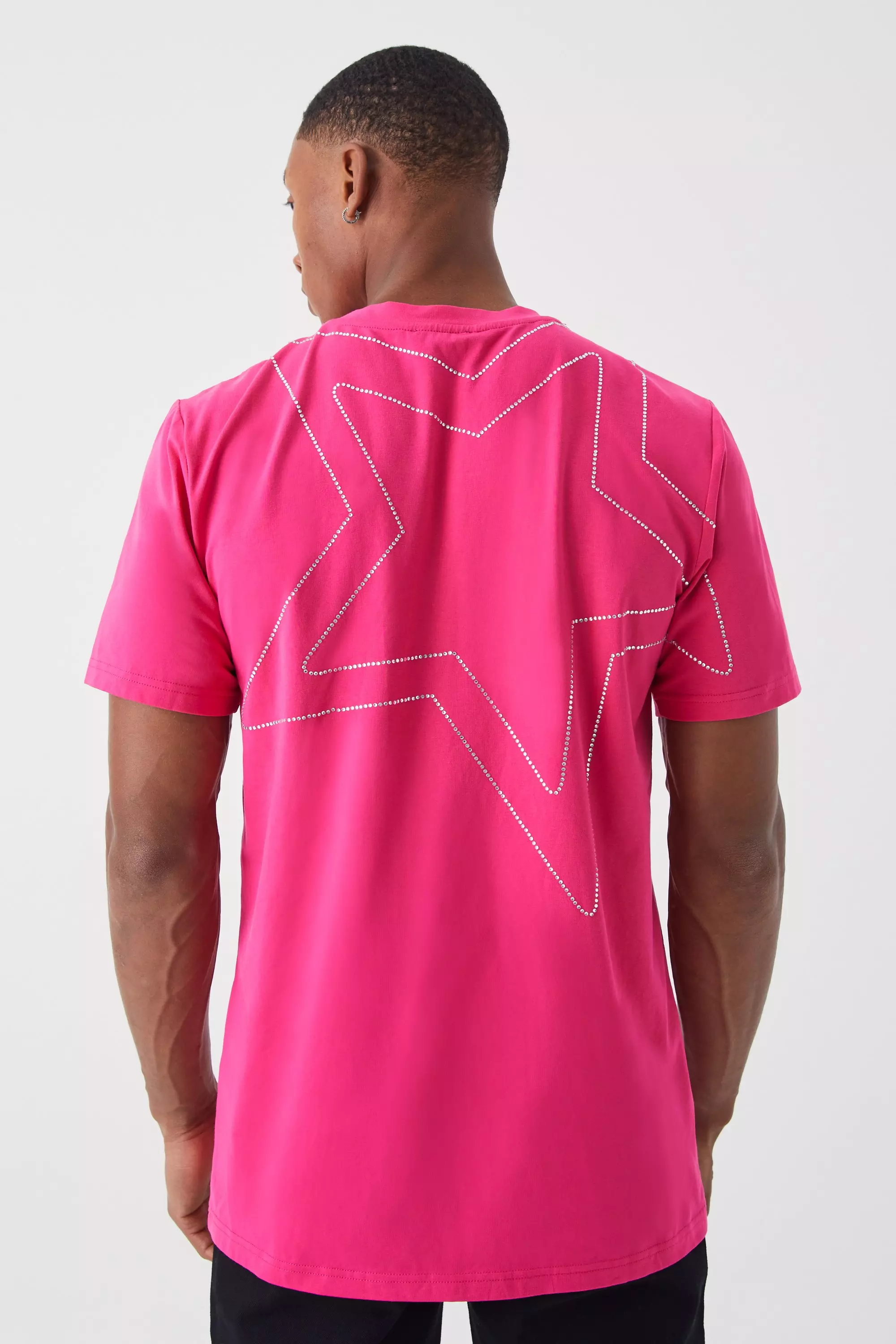 Slim Heavyweight Studded Star T-shirt Pink