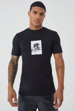 Muscle Heavyweight Interlock Rose Graphic T-shirt Black