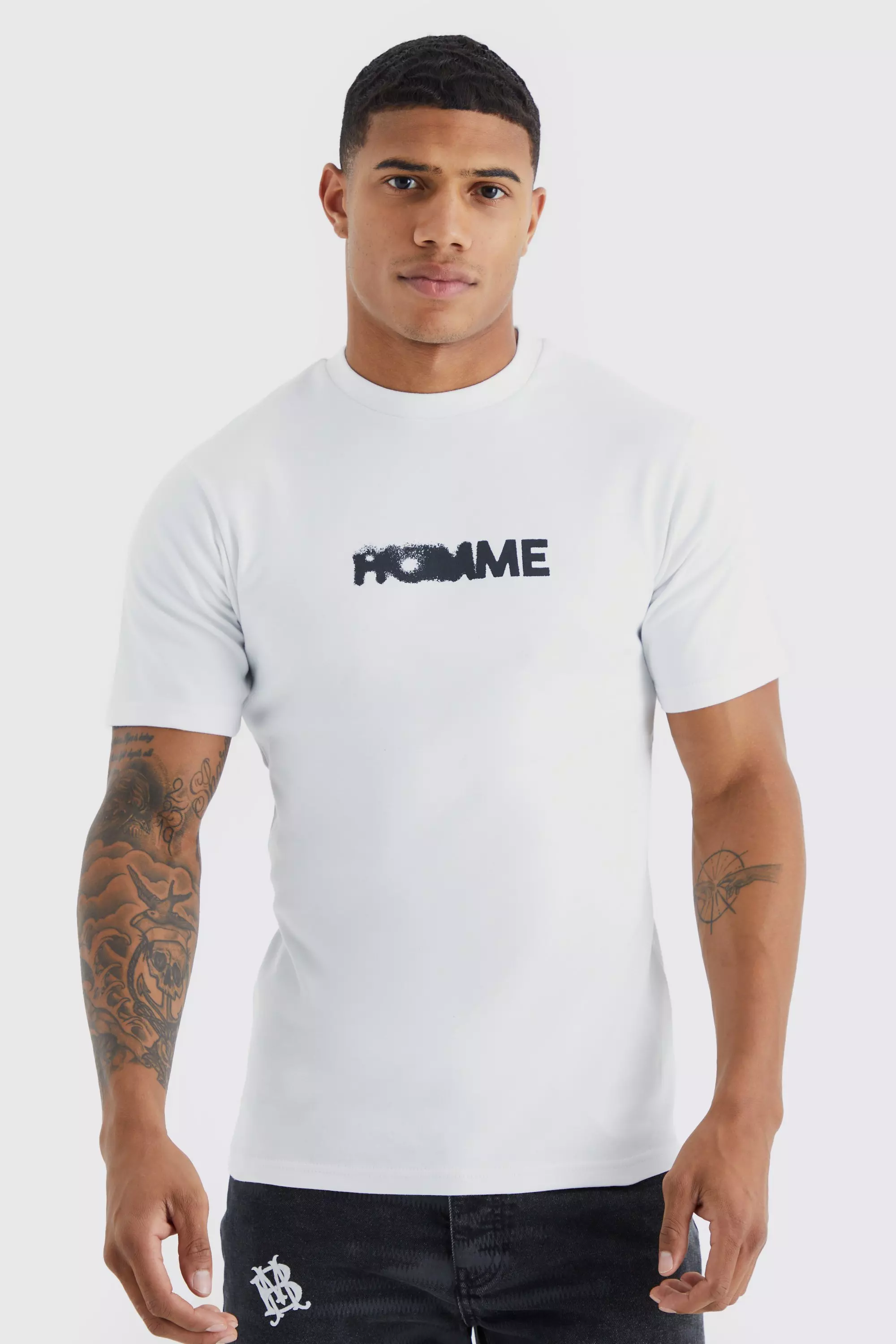 Muscle Fit Heavyweight Interlock Graphic T-shirt White