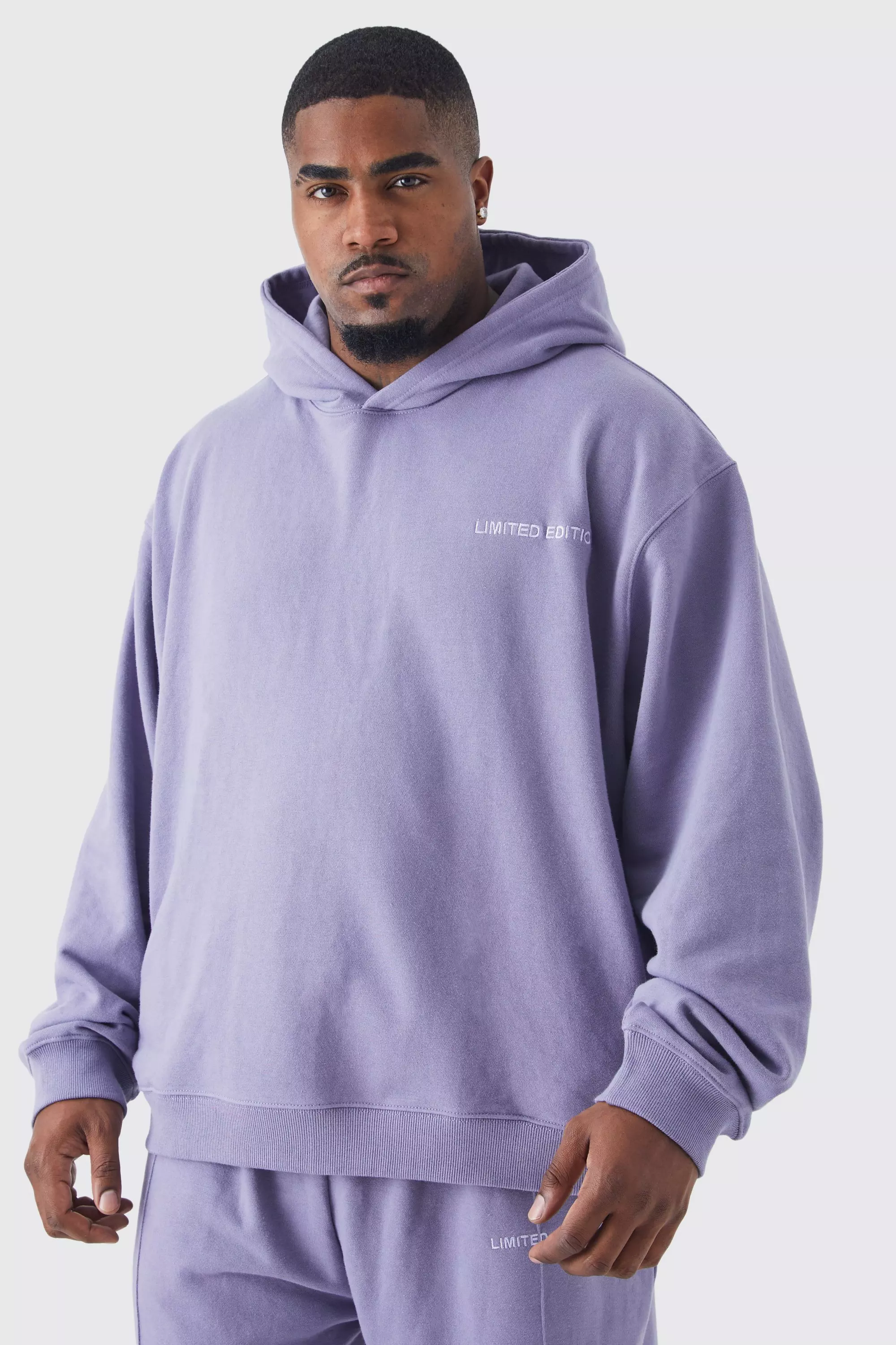 Plus Oversized Boxy Loopback Hoodie boohooMAN UK