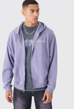 Overszied Heavyweight Zip Through Hoodie Lavender