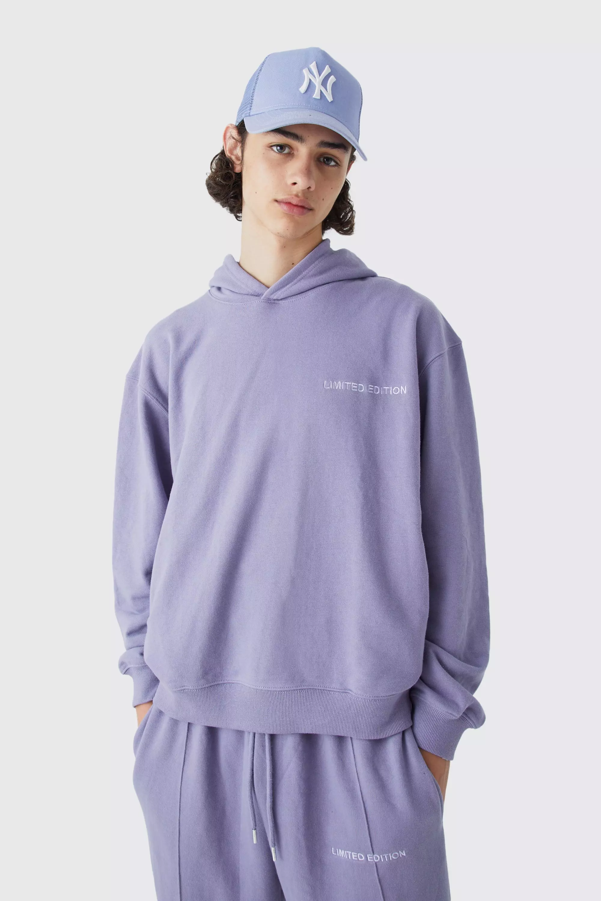 Oversized Boxy Loopback Hoodie Lavender