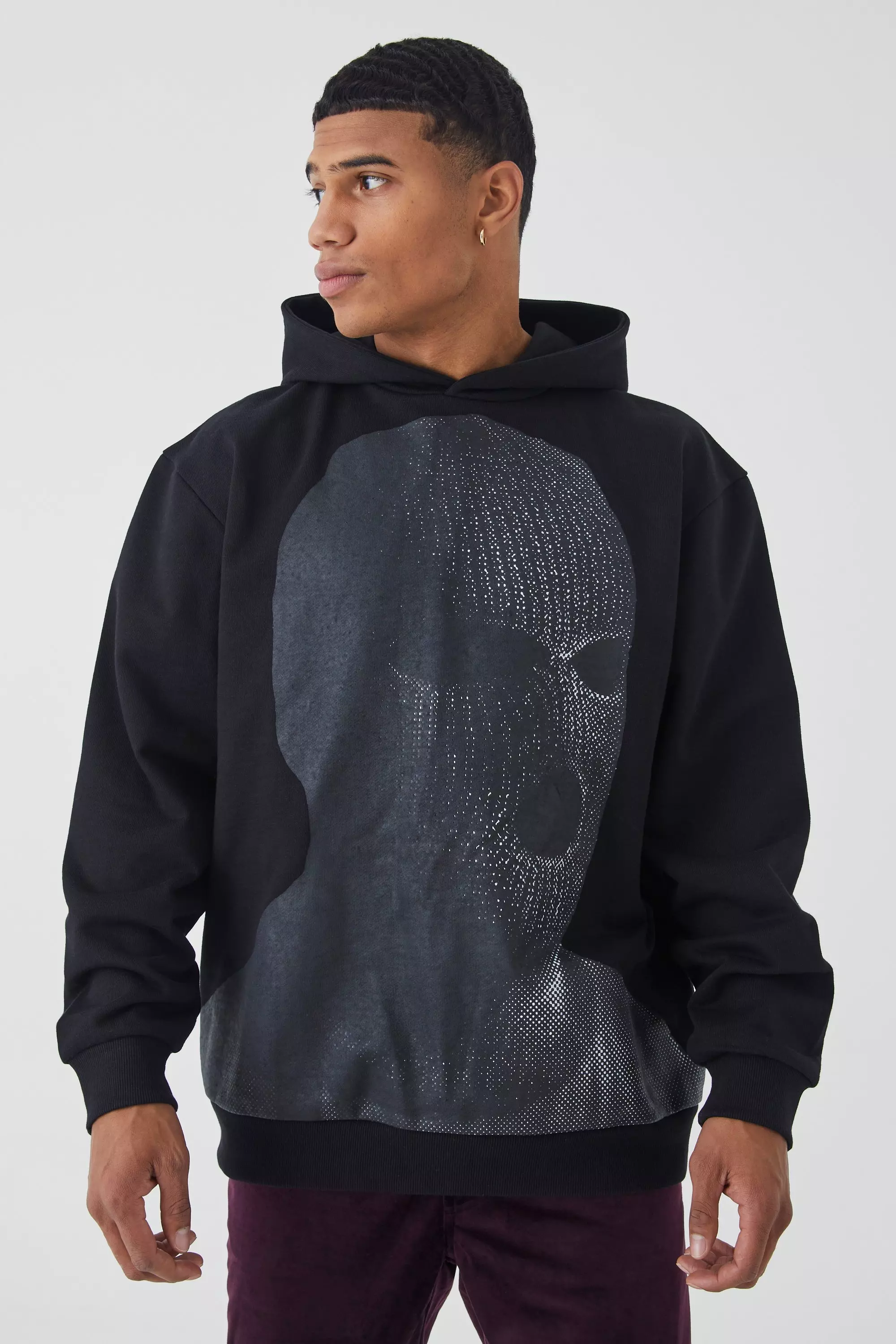 Black Oversized Heavyweight Loopback Graphic Hoodie alternative image