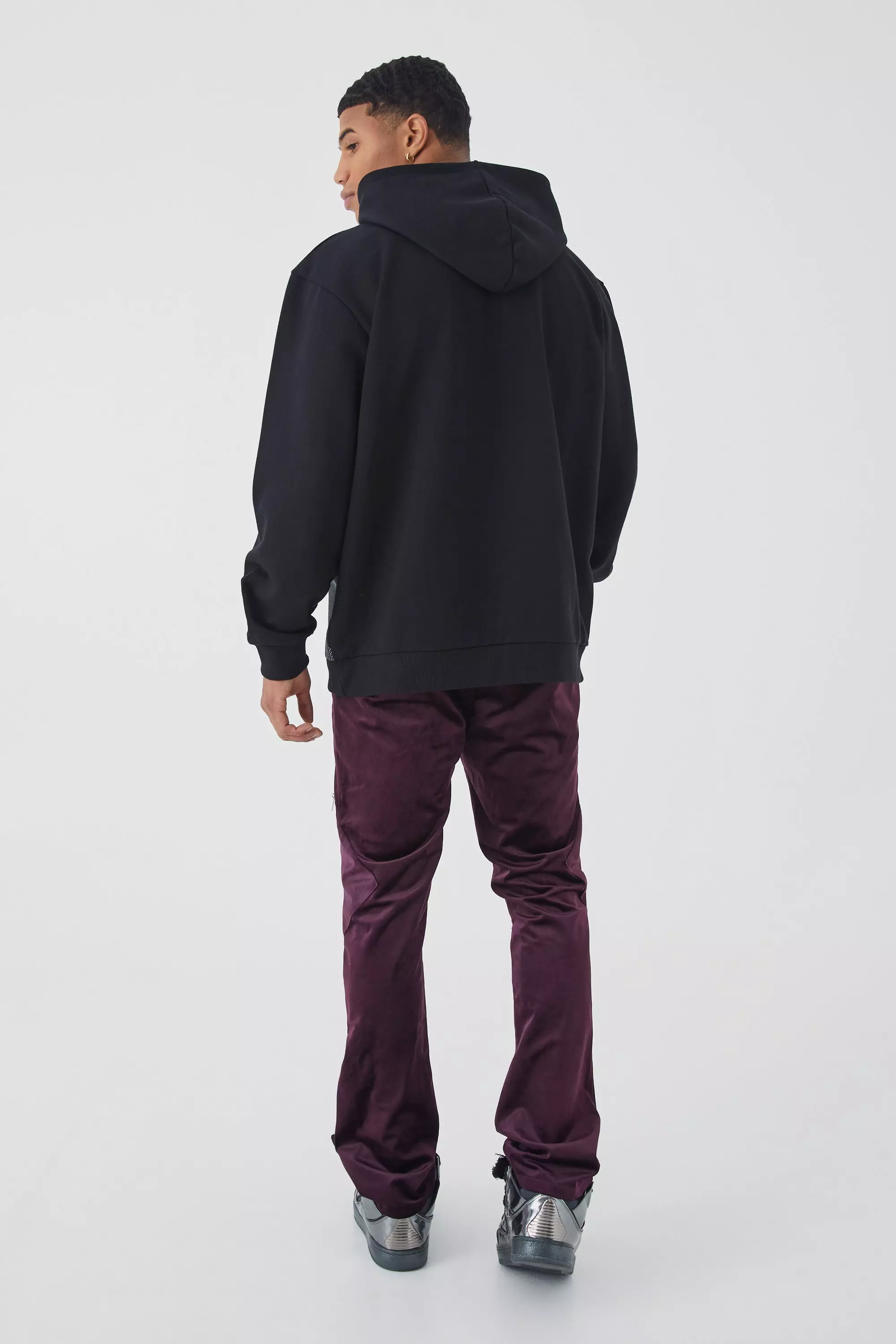 Black Oversized Heavyweight Loopback Graphic Hoodie alternative image
