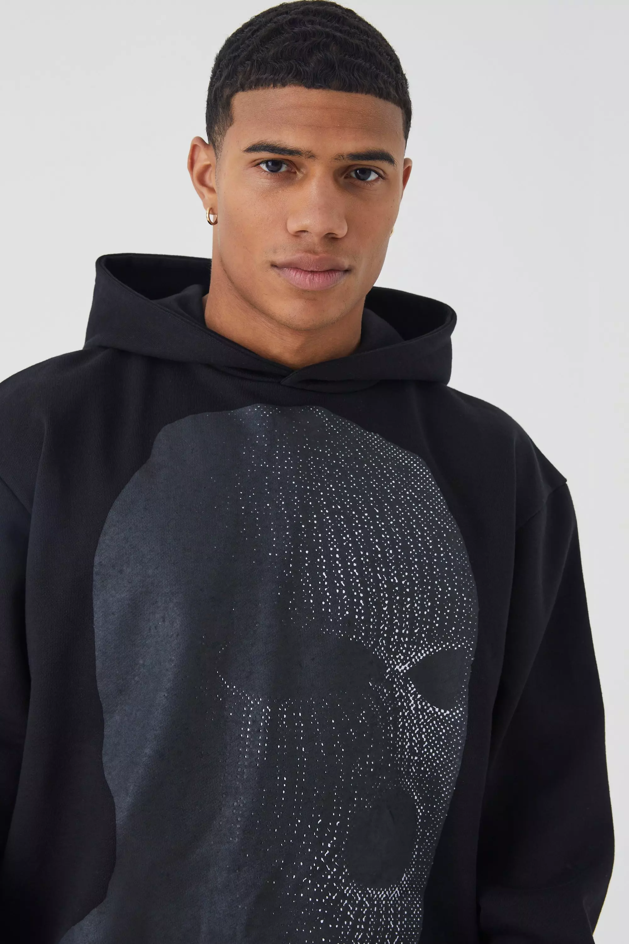 Black Oversized Heavyweight Loopback Graphic Hoodie alternative image