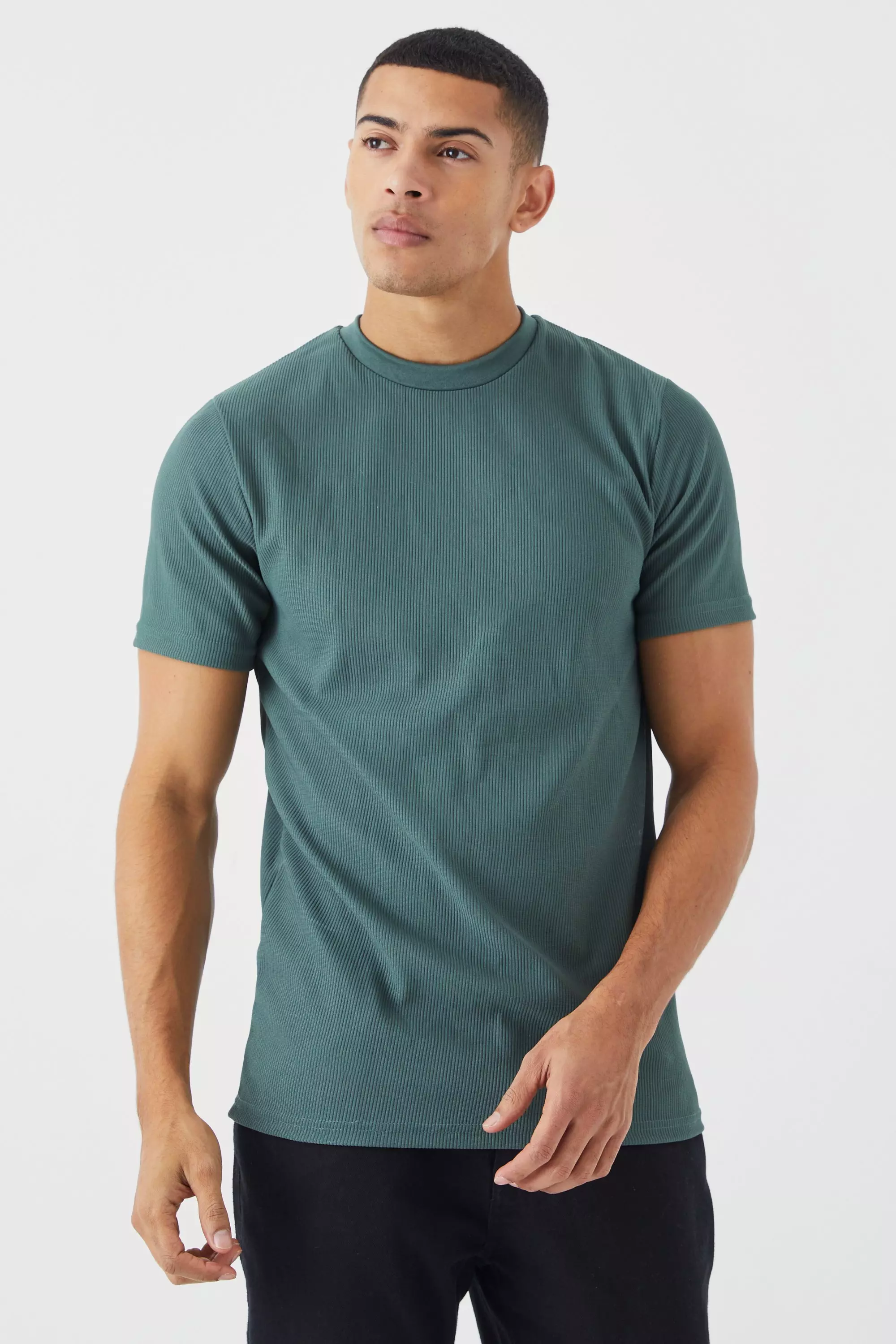 Slim Ottoman Rib T-shirt Green