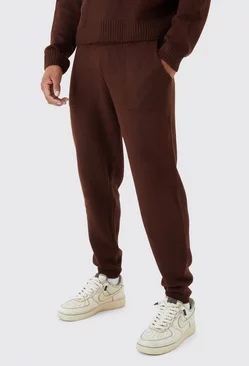 Relaxed Fit Knitted Sweatpants Chocolate