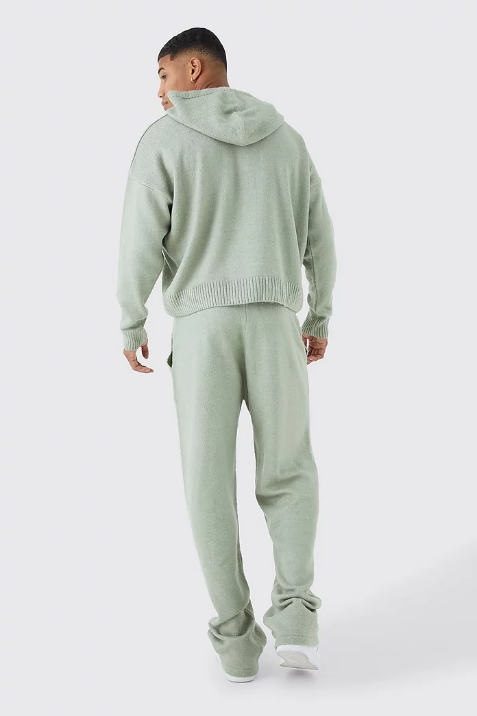 Boxy Brushed Knitted Hoodie | boohooMAN USA Boxy Brushed Knitted Hoodie | boohooMAN USA