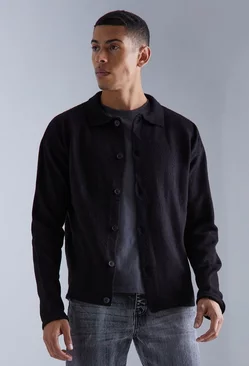 Black Long Sleeve Knitted Shirt