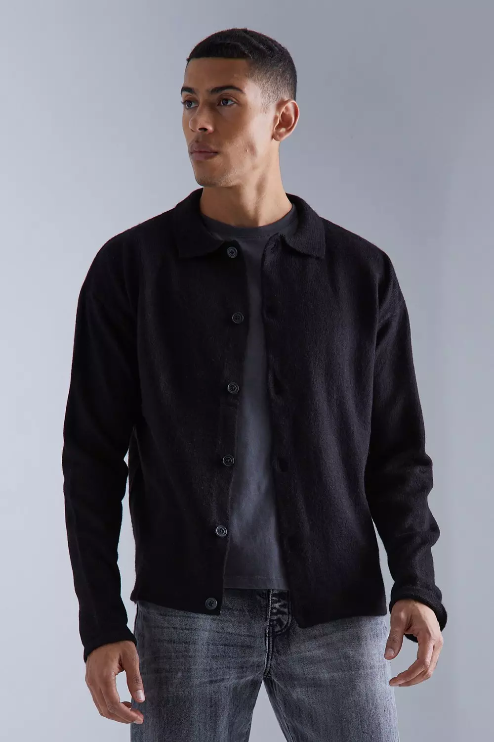 Long Sleeve Knitted Shirt Black