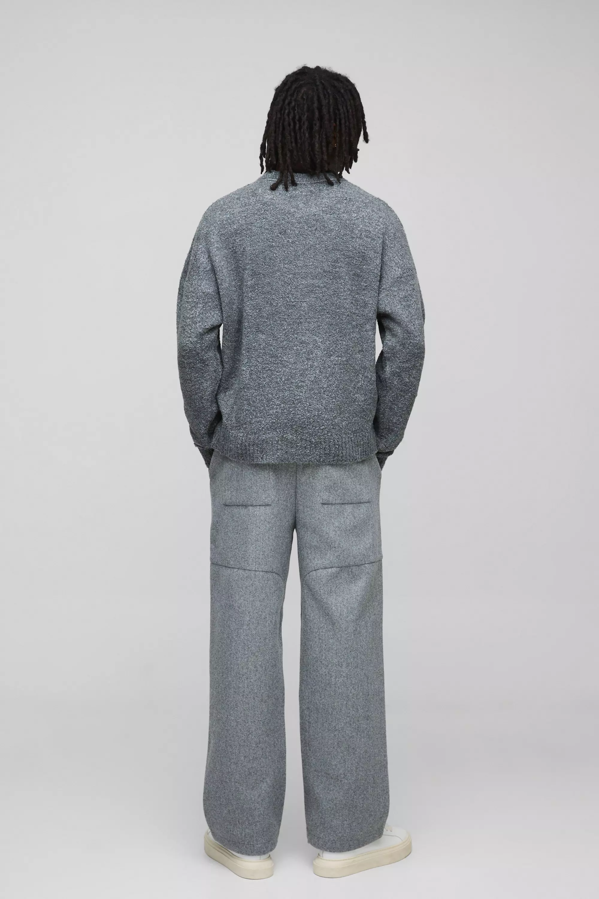 Charcoal Boxy Boucle Knit Extended Neck Jumper alternative image