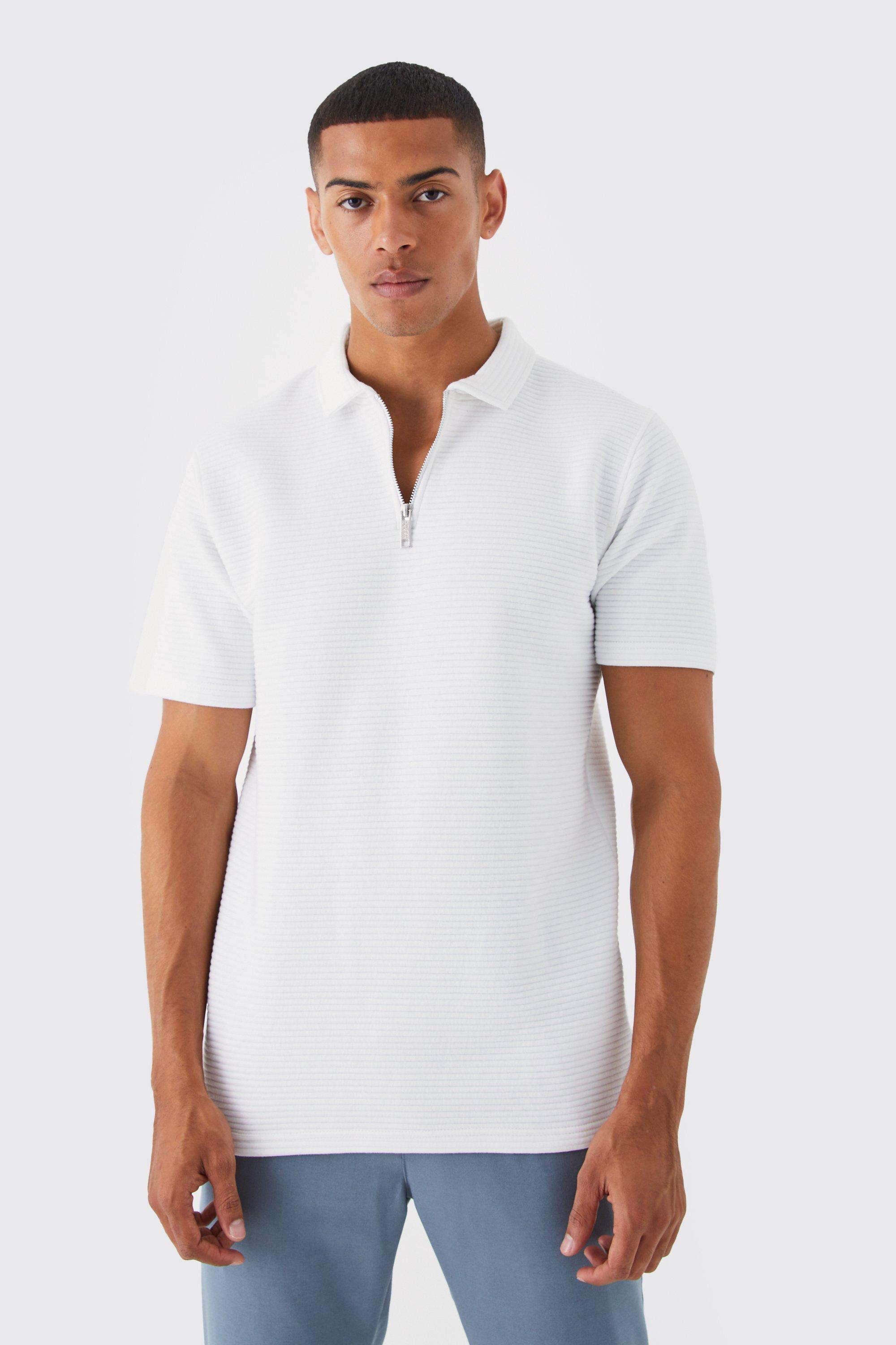 Slim Heavyweight 1/4 Zip Ribbed Polo