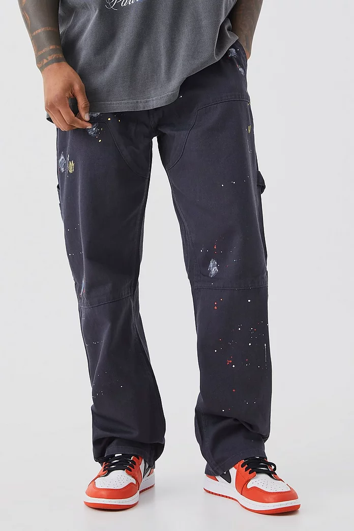 Relaxed Fit All Over Paint Splatter Carpenter Pants Relaxed Fit All Over Paint Splatter Carpenter Pants