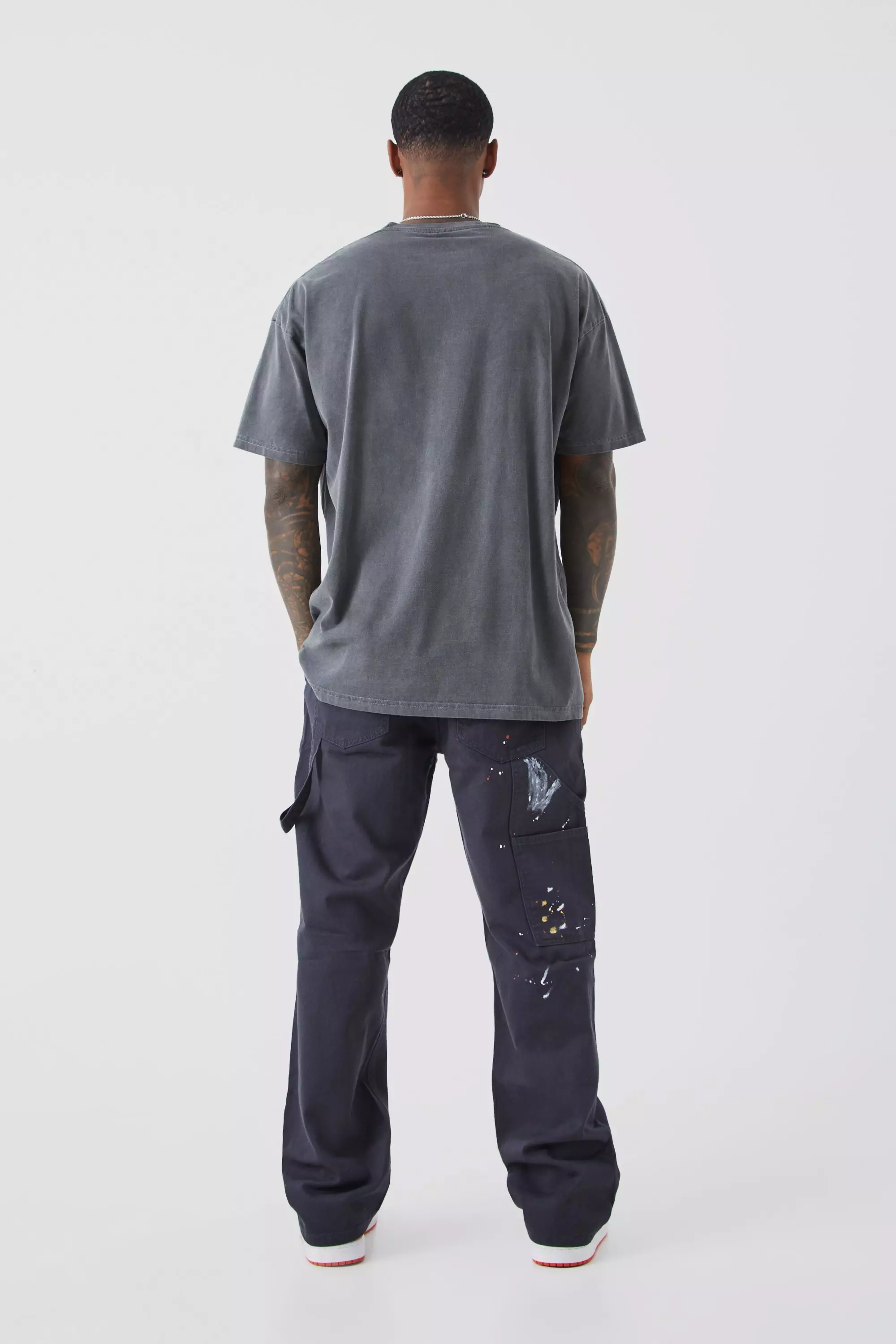 Relaxed Fit All Over Paint Splatter Carpenter Pants