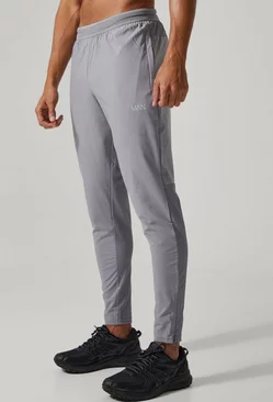 Man Active Performance Sweatpants Zip Pockets Grey