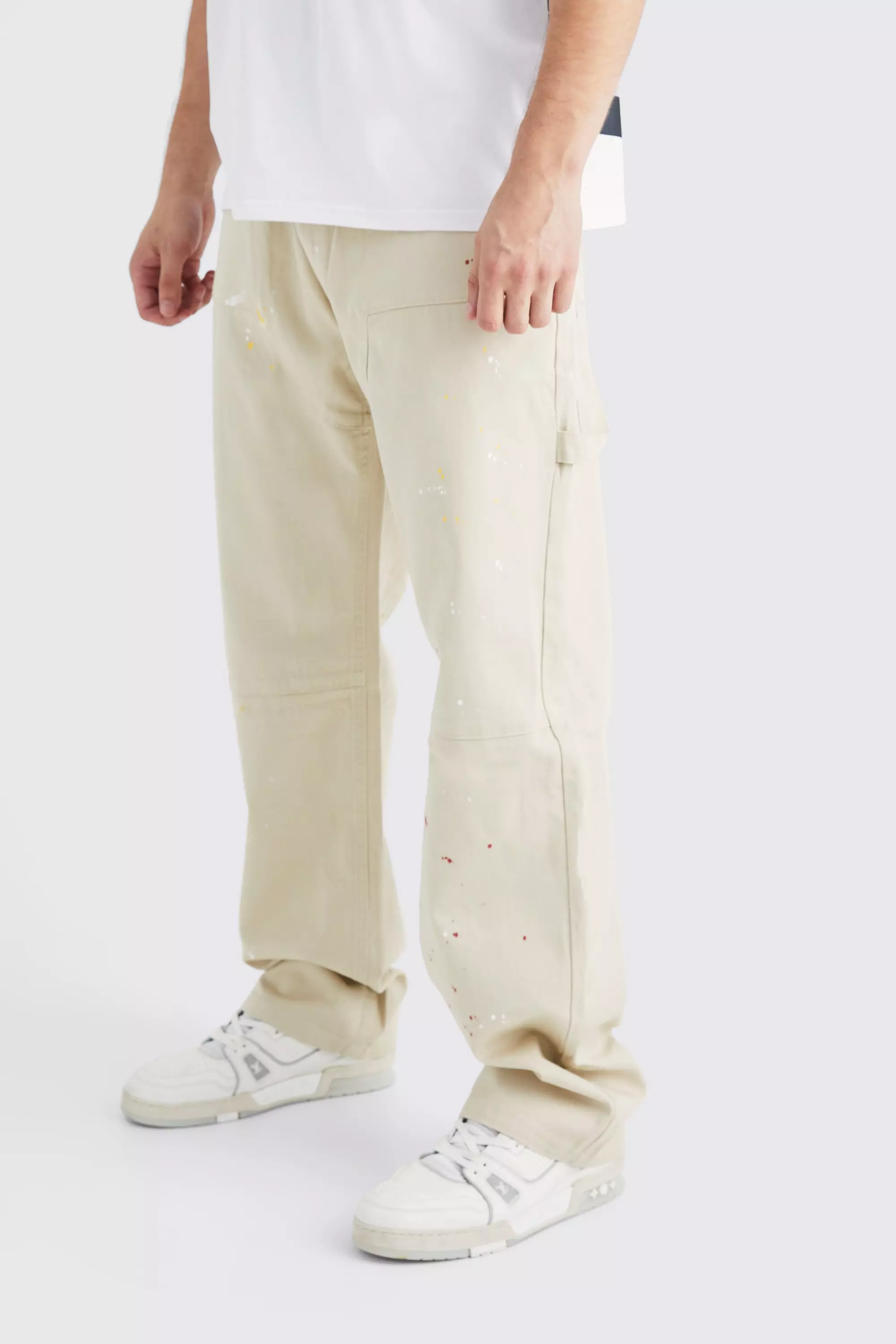 RELAXED FIT CARGO PANTS - Stone