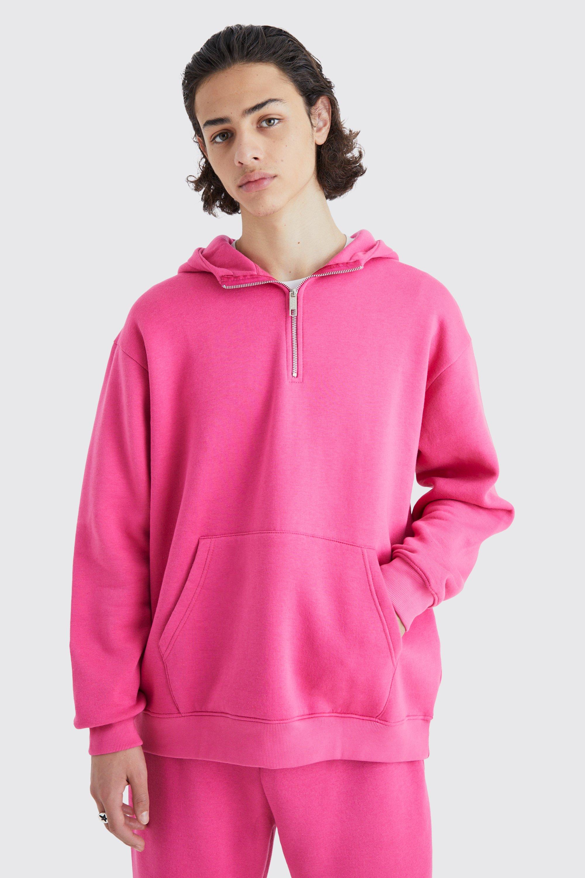 Boohooman pink hoodie new arrivals