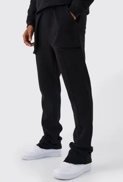 Slim Fit Flared Stacked 3d Pocket Sweatpants Black