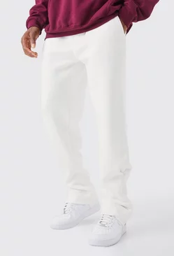 Regular Fit Zip Split Hem Sweatpants White