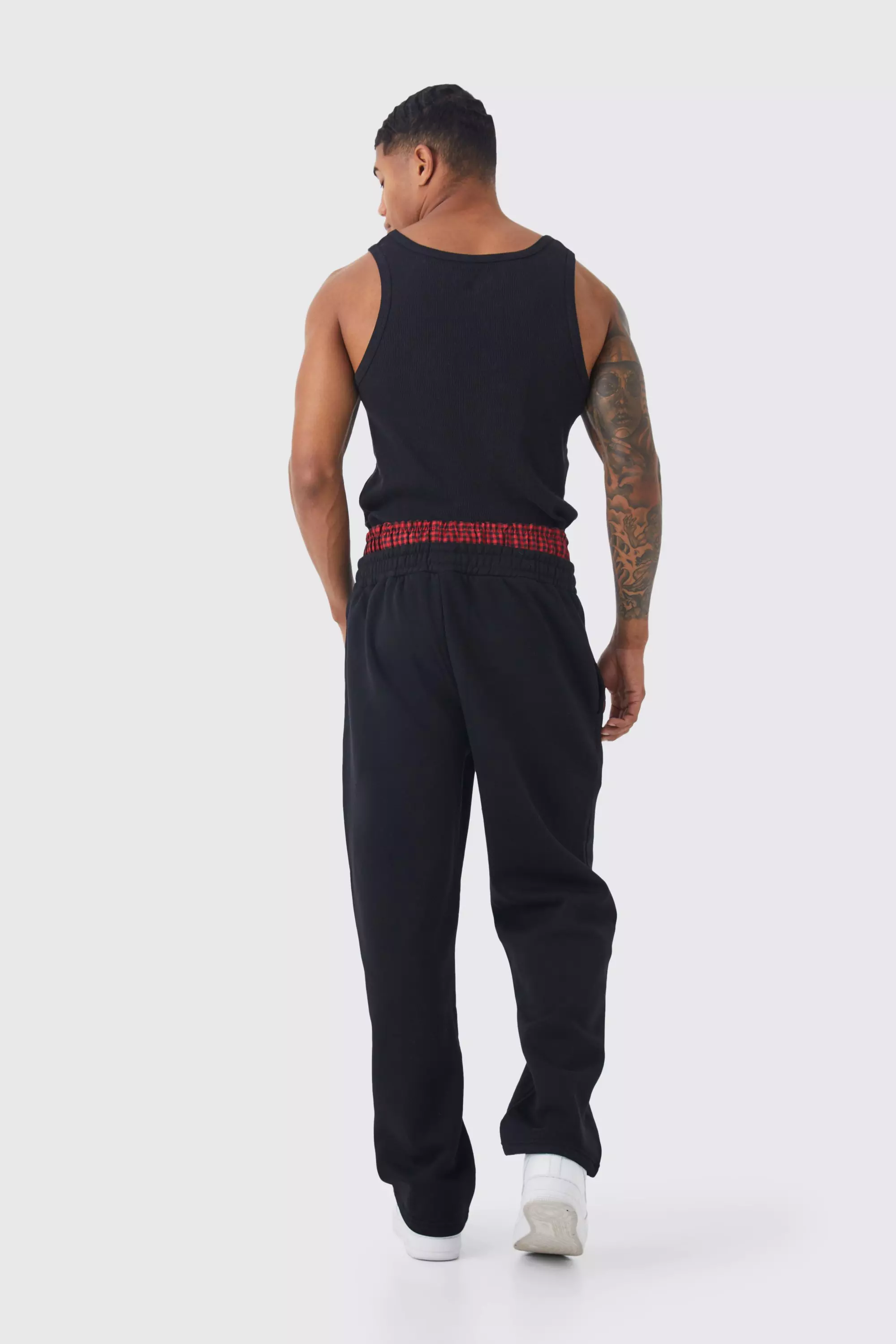 Black Oversized Boxer Joggingbroek Met Tailleband alternatieve afbeelding