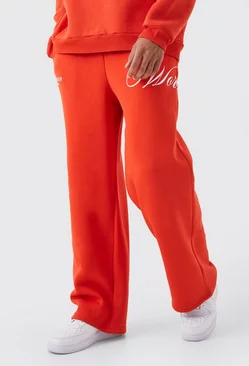 Wide Leg Chunky Drawcord Printed Sweatpants Coral