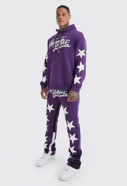 Oversized Star Homme Print Tracksuit Purple