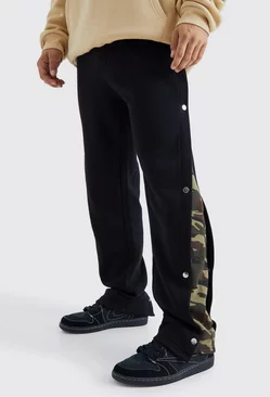 Relaxed Camo Gusset Popper Sweatpants Black