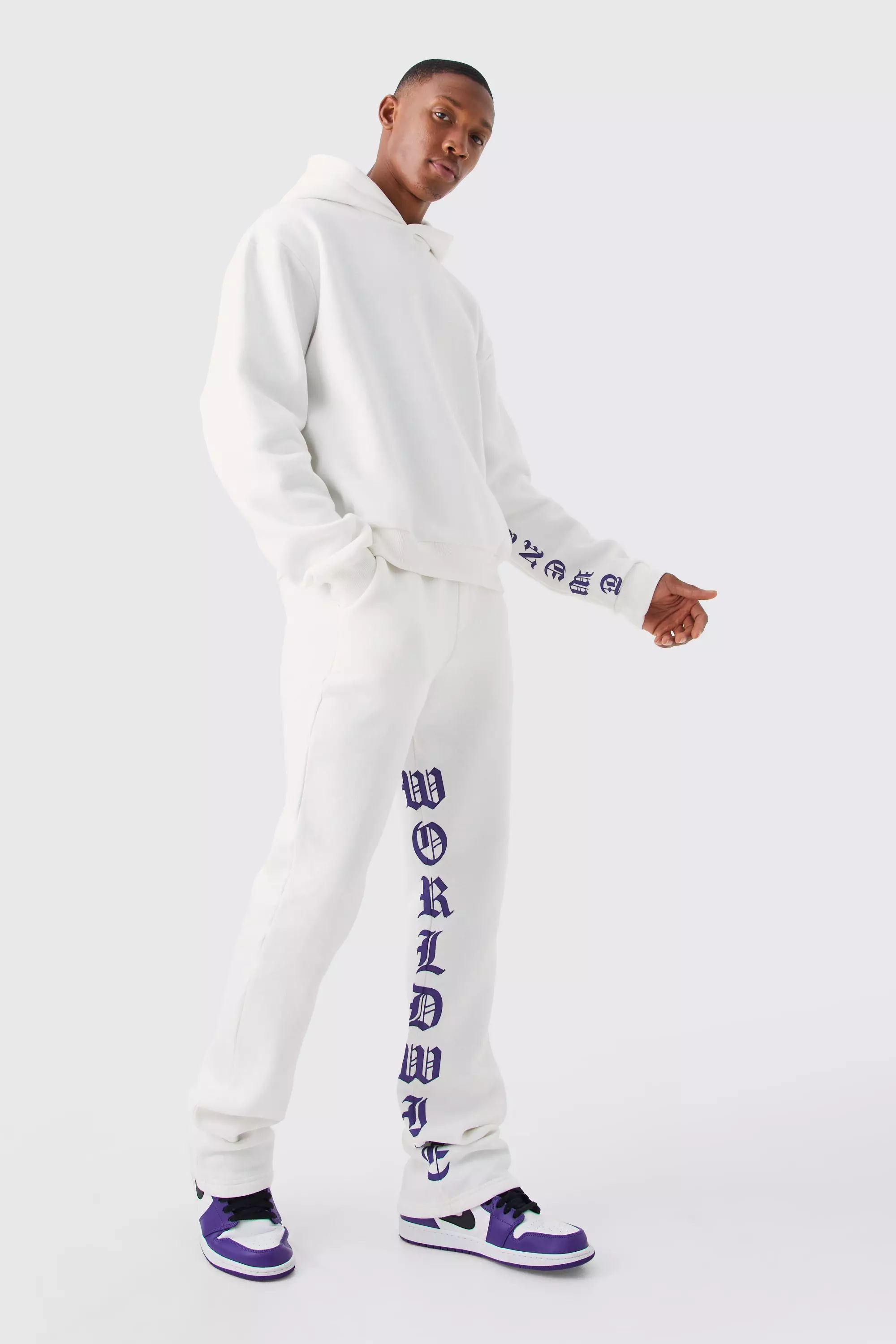 Boohooman white tracksuit on sale