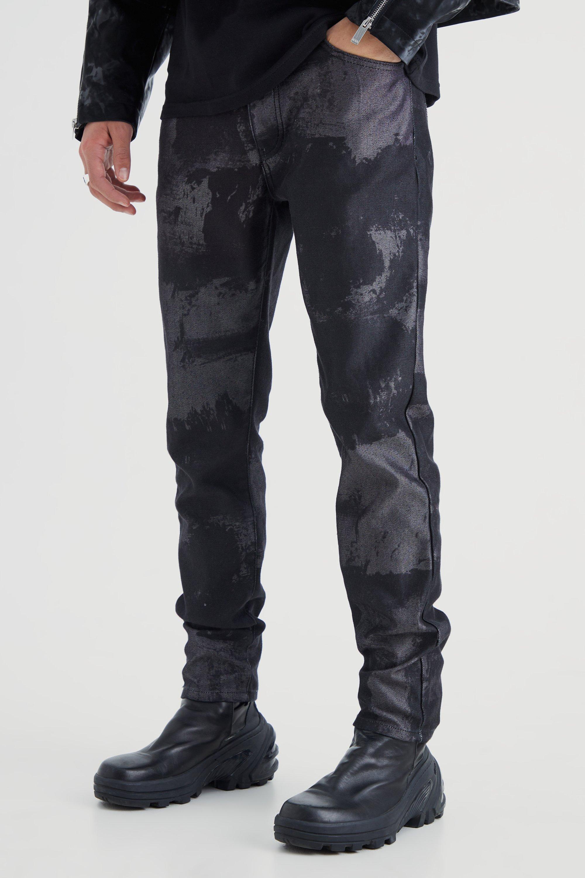 True black Slim Rigid Bleached Gusset Jeans