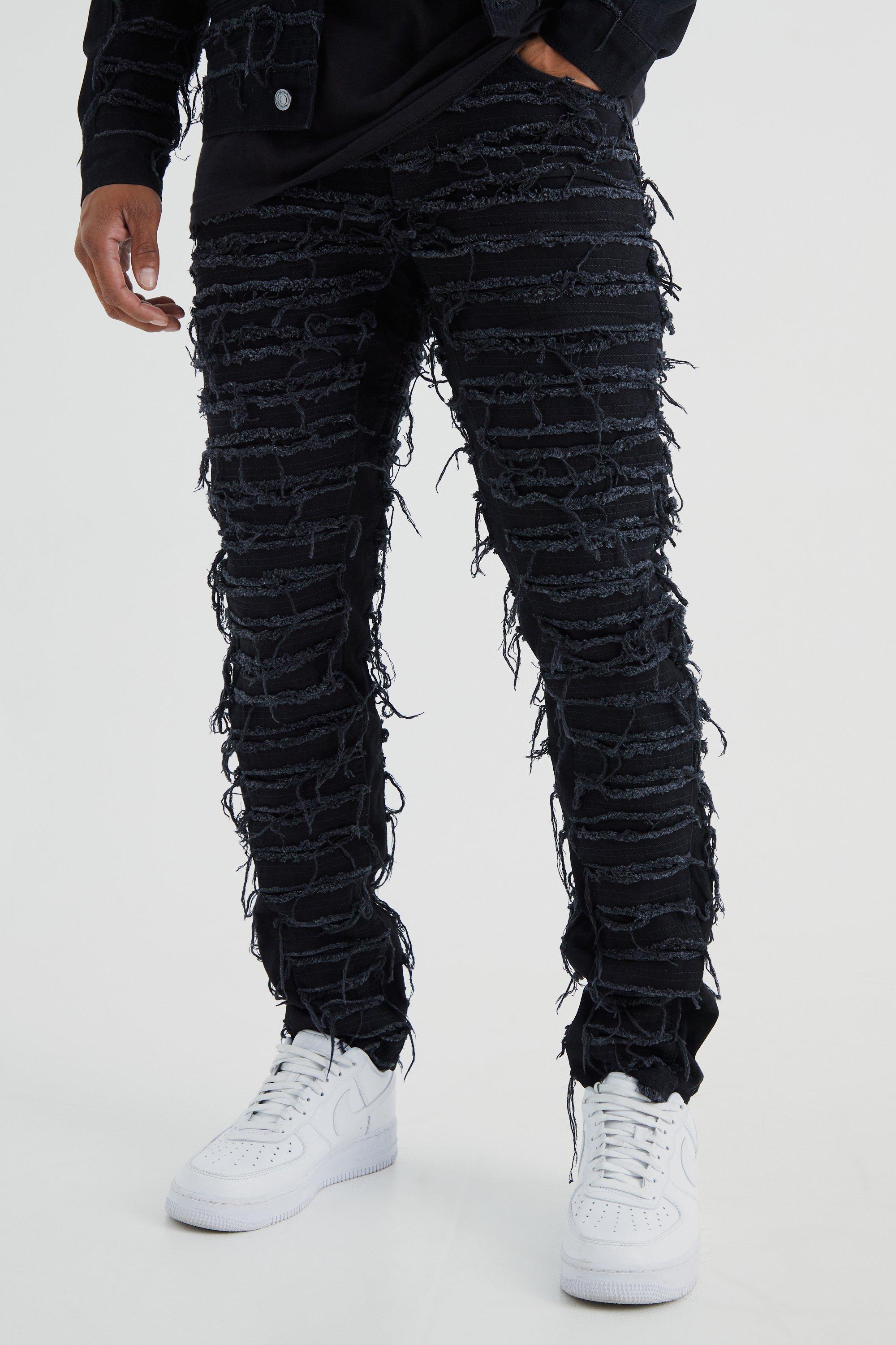 Zerrissene Slim-Fit Jeans, True black