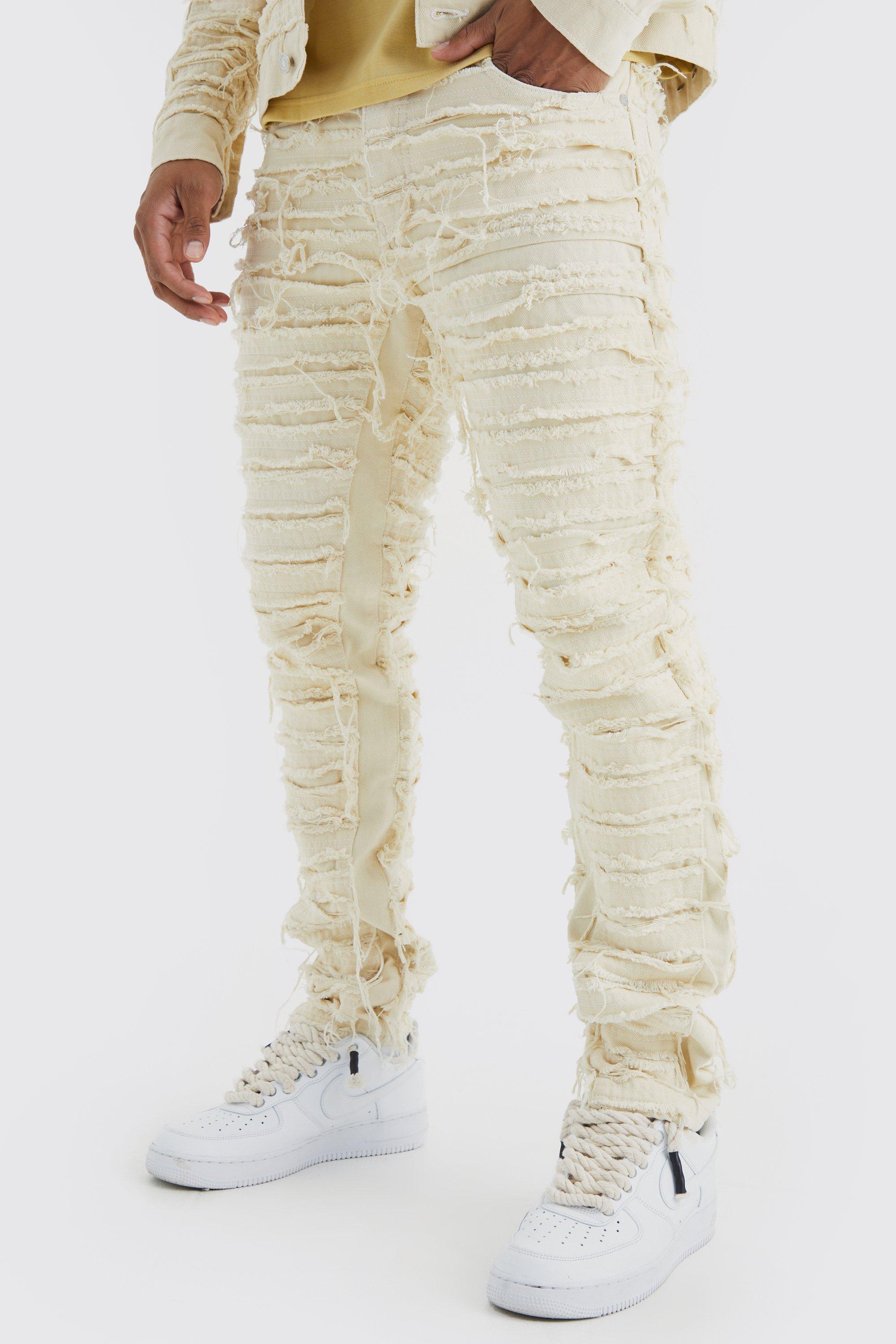 Stone Slim Rigid All Over Distressed Jeans