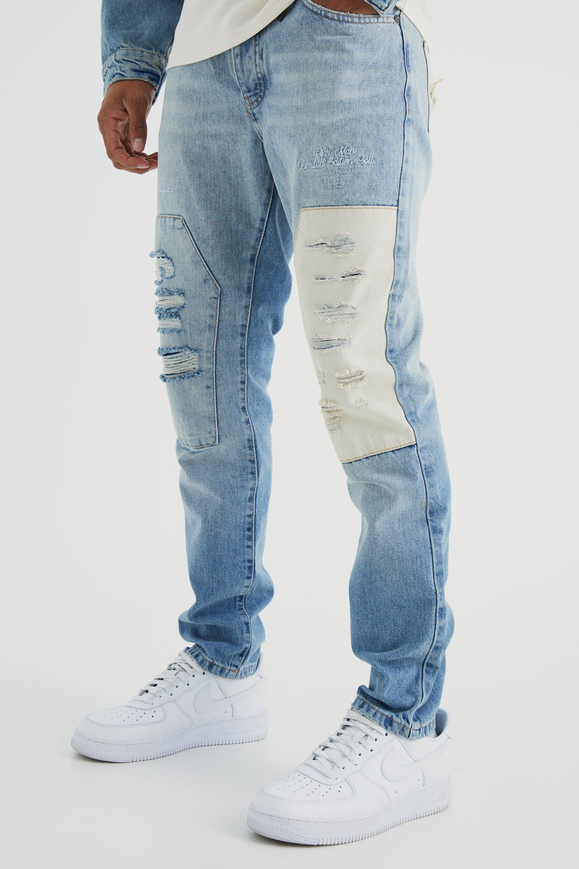 Vintage blue Slim Rigid Distressed Jeans