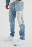Vintage blue Onbewerkte Versleten Slim Fit Jeans