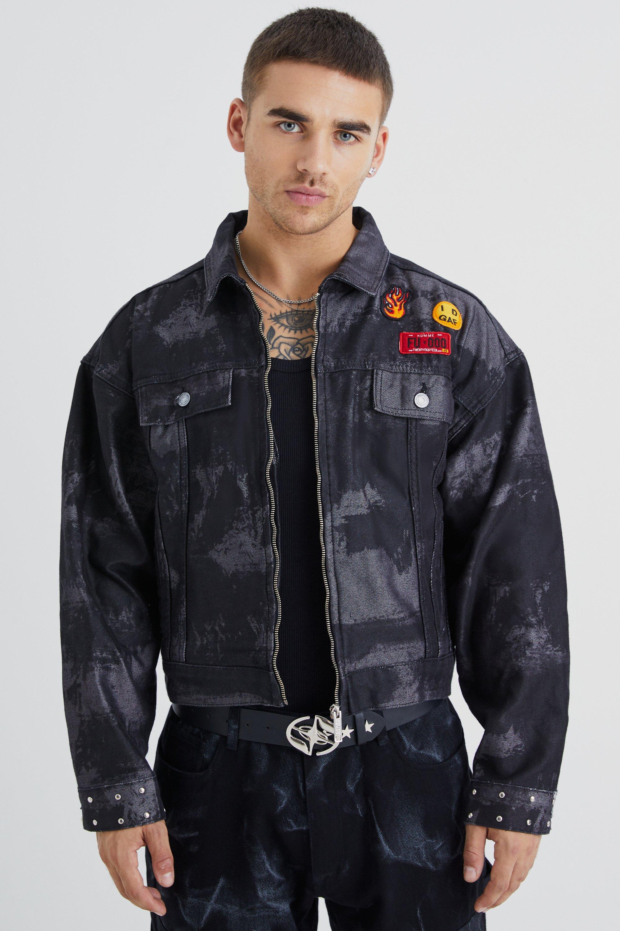 True black Boxy Fit Bleached Denim Jacket