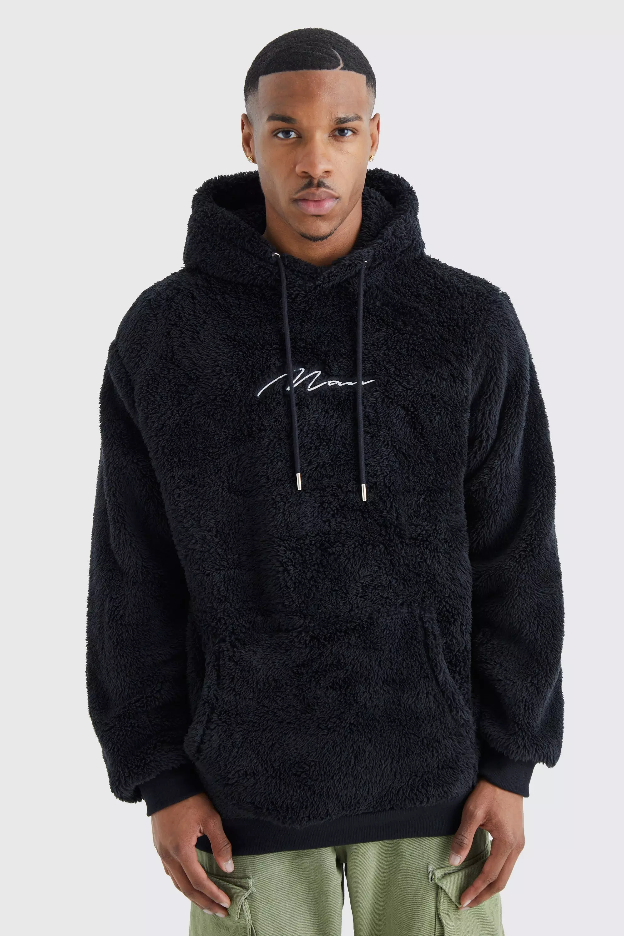 Man Signature Borg Over The Head Hoodie Black