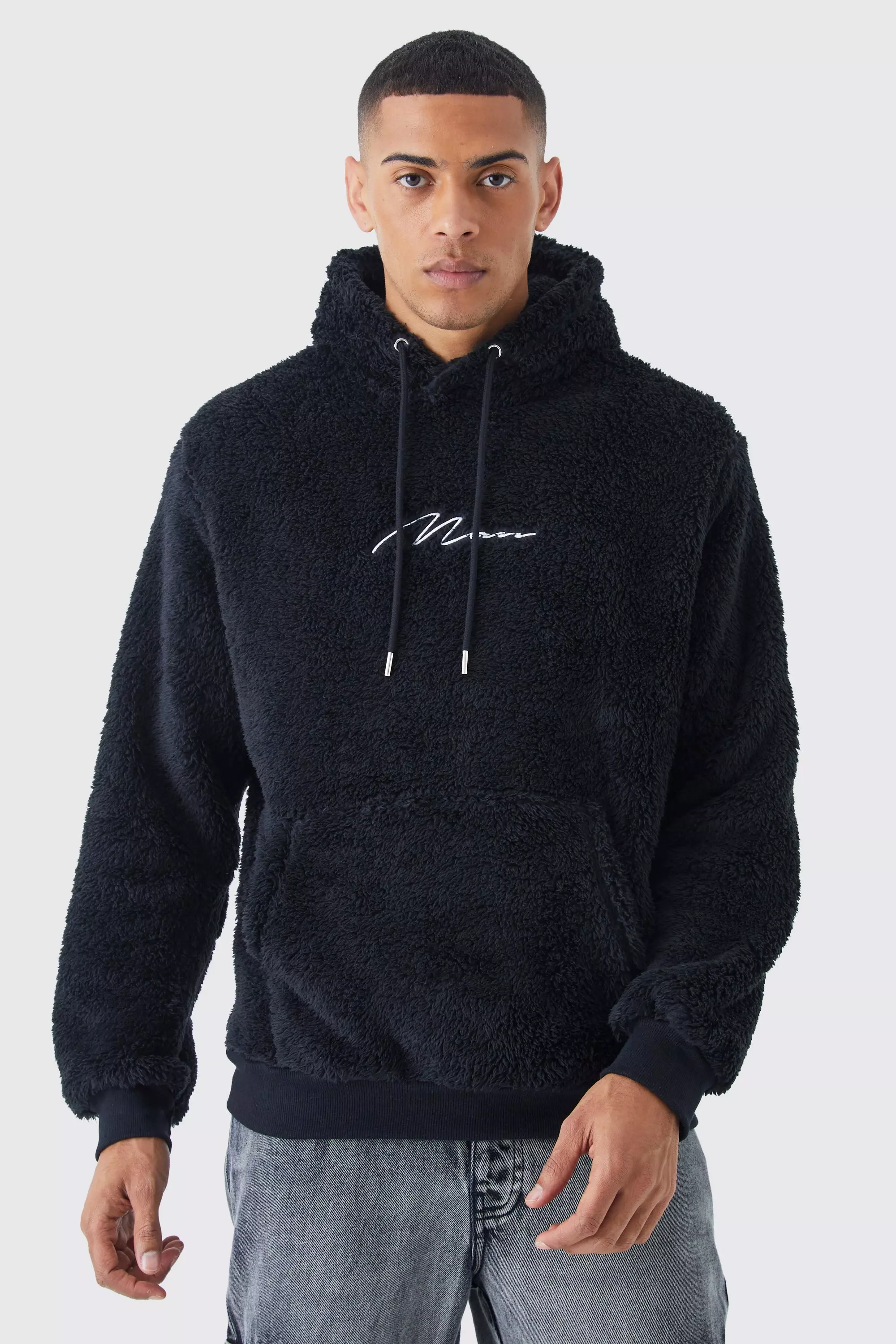 Man Signature Borg Over The Head Hoodie Black